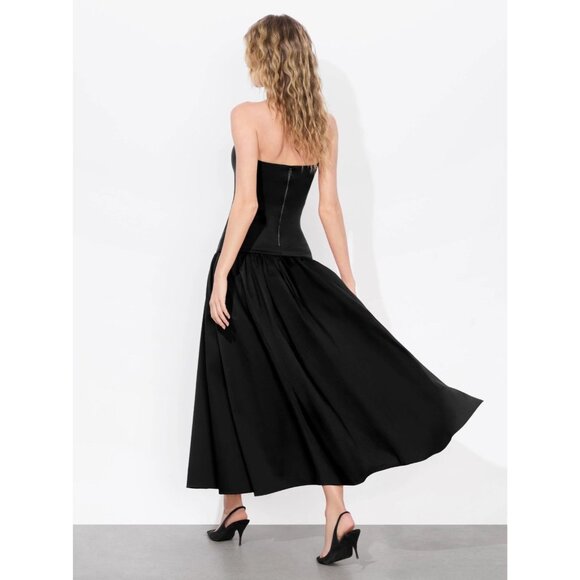 Alice + Olivia Oriana Black Drop Waist Midi Dress 0 NWT $395 - Picture 3 of 9